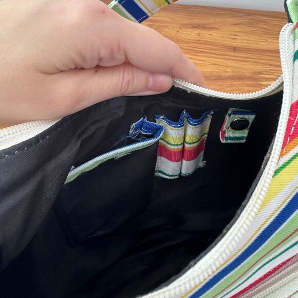 Festival Purse Colorful Colorful Stripe 90s Pockets Concert Travel Shoulder Bag - Picture 7 of 10